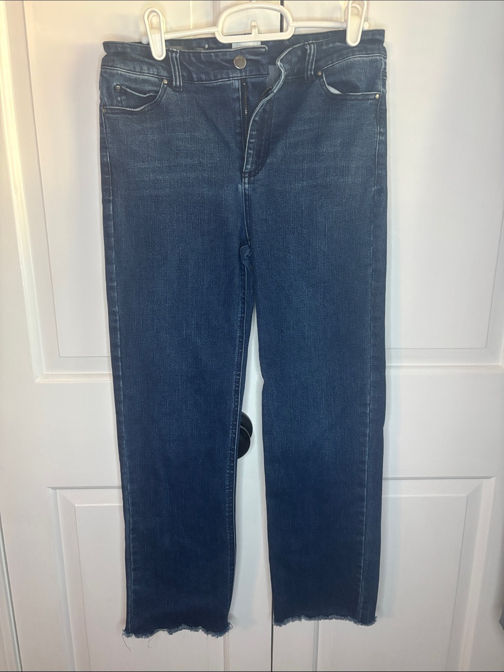 Écru The La Cienega Straight Leg Crop Jeans Size 25 Dark Wash Raw Hem